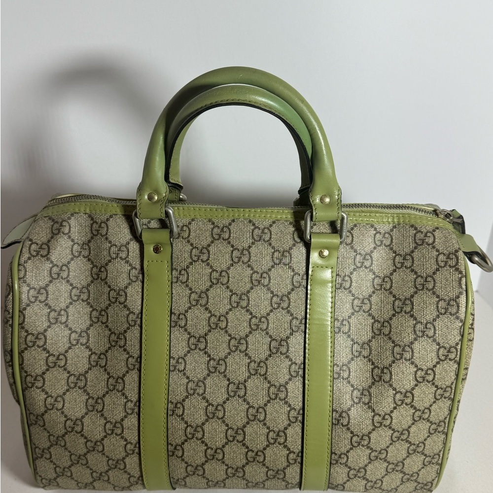 Gucci Beige and Green Monogram Boston Joy Bag - Picture 6 of 16